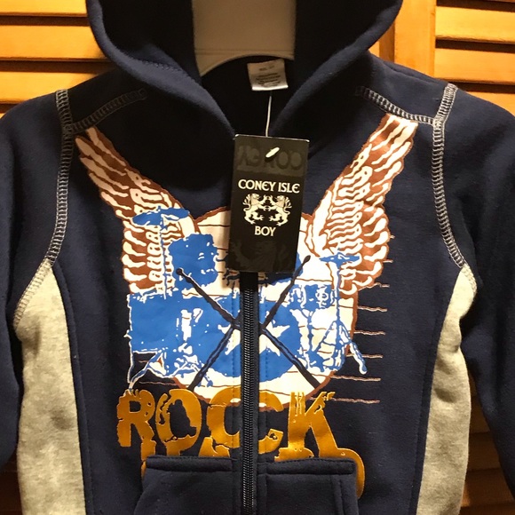 Coney Island Blue & Grey Fleece Hoodie - Picture 5 of 11